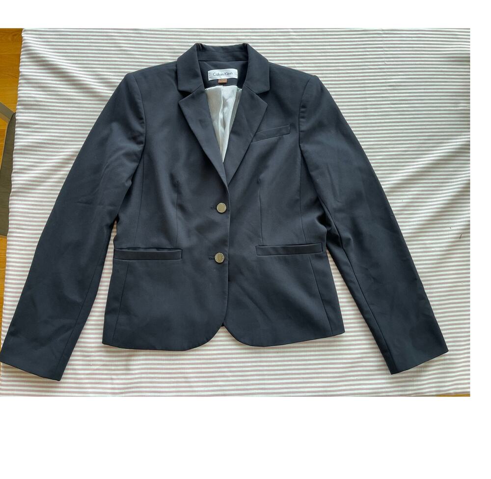 Calvin Klein Women's Blazer Navy Blue Two-Button Size 8 Buisness professional